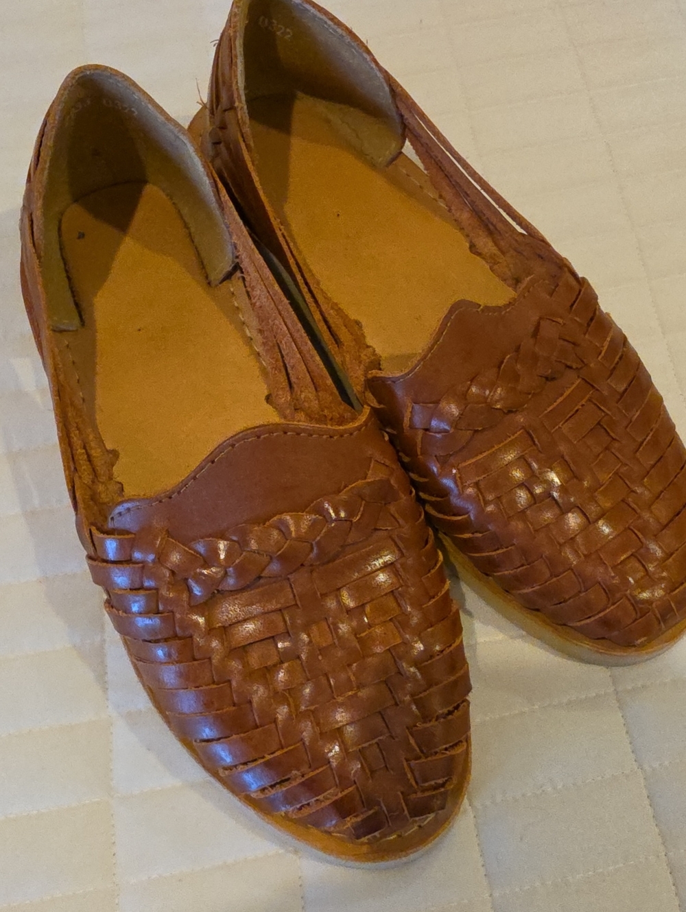 Brown Hirachi Woven Leather Slip-On Flats